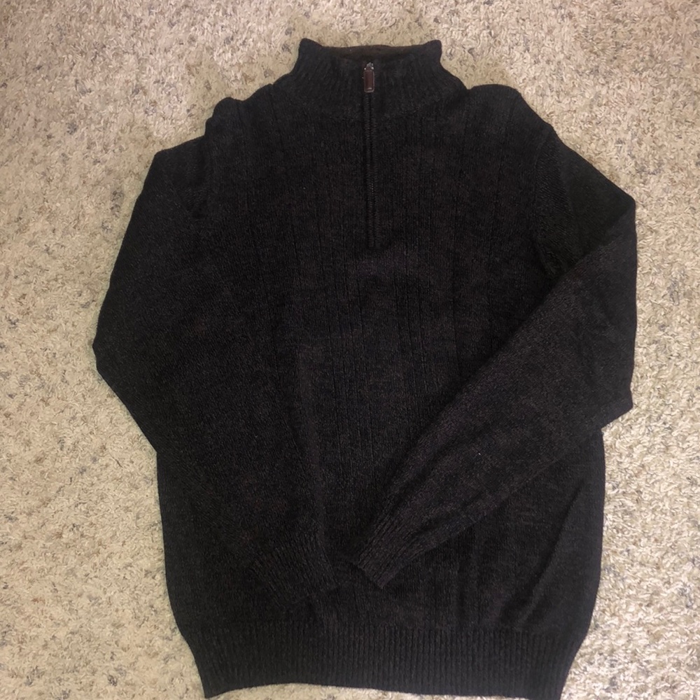 OSCAR DE LA RENTA BROWN QUARTER ZIP SWEATER - Picture 1 of 4